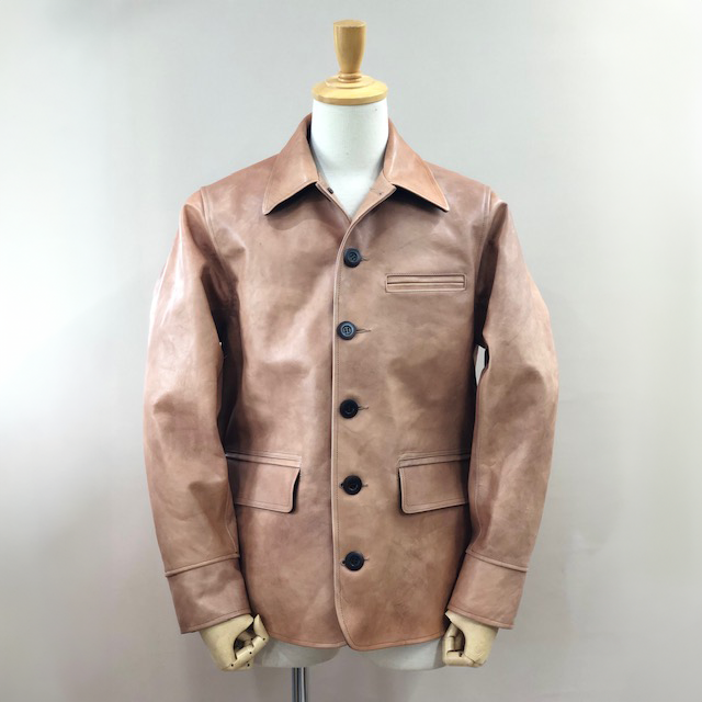 Classical Horsehide Leather Car Coat Jacket LOT1670 NATURAL | dapper's